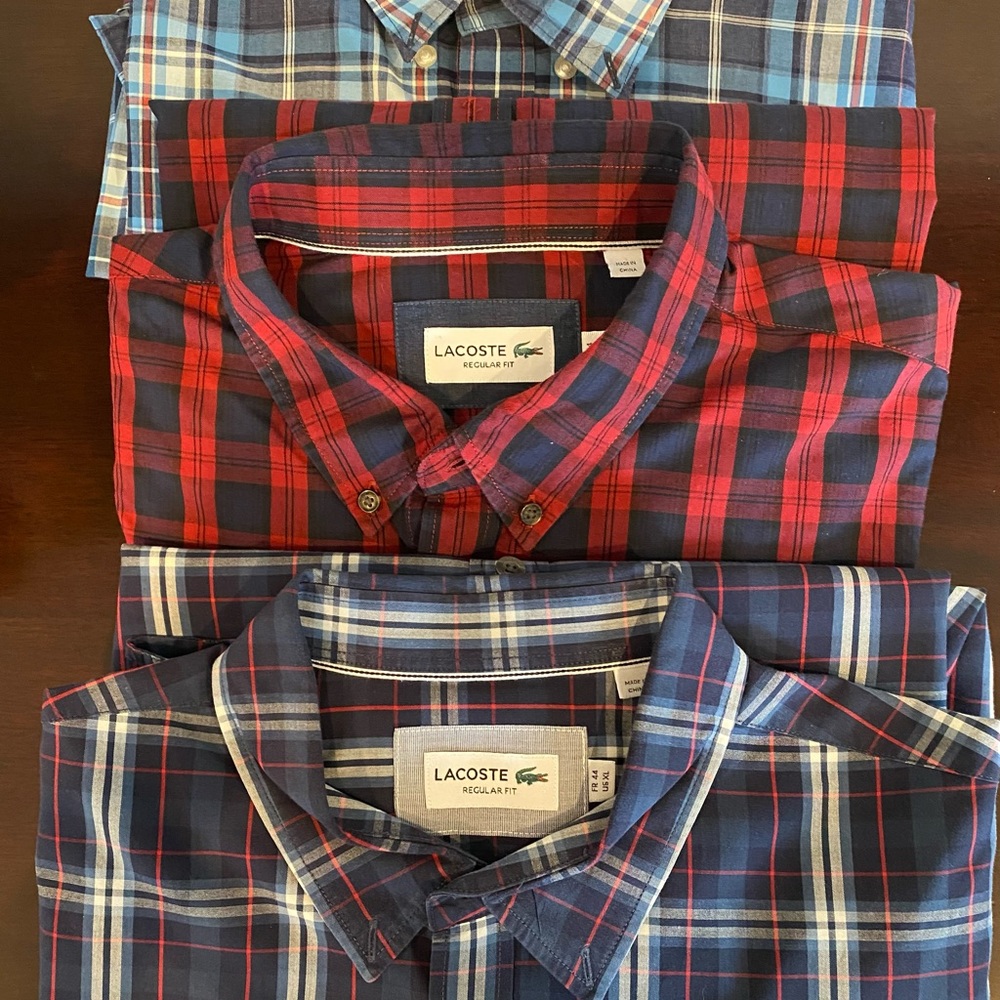 Mens XL Lacoste Button Down Shirt lot.